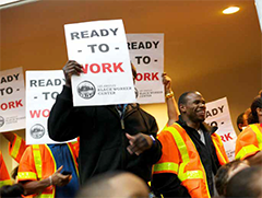 LA black workers gathering to create awareness of employment inequity
